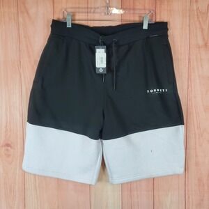 Sonneti London Sweat Shorts Mens 2XL Black White Cotton Fleece Lined Drawstring